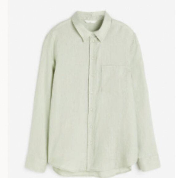 H&M Sage Green Linen Button Down Shirt | 3XL - Picture 1 of 4